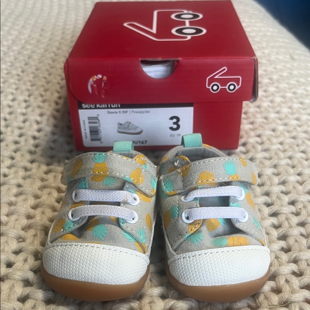 See Kai Run Pineapple Baby Shoes - Gray and Yellow